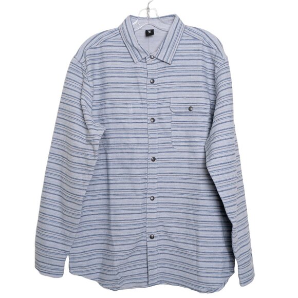 Vissla Flannel Shirt Snap Button Reversible Burshed Cotton Gray Blue XL - Picture 2 of 16